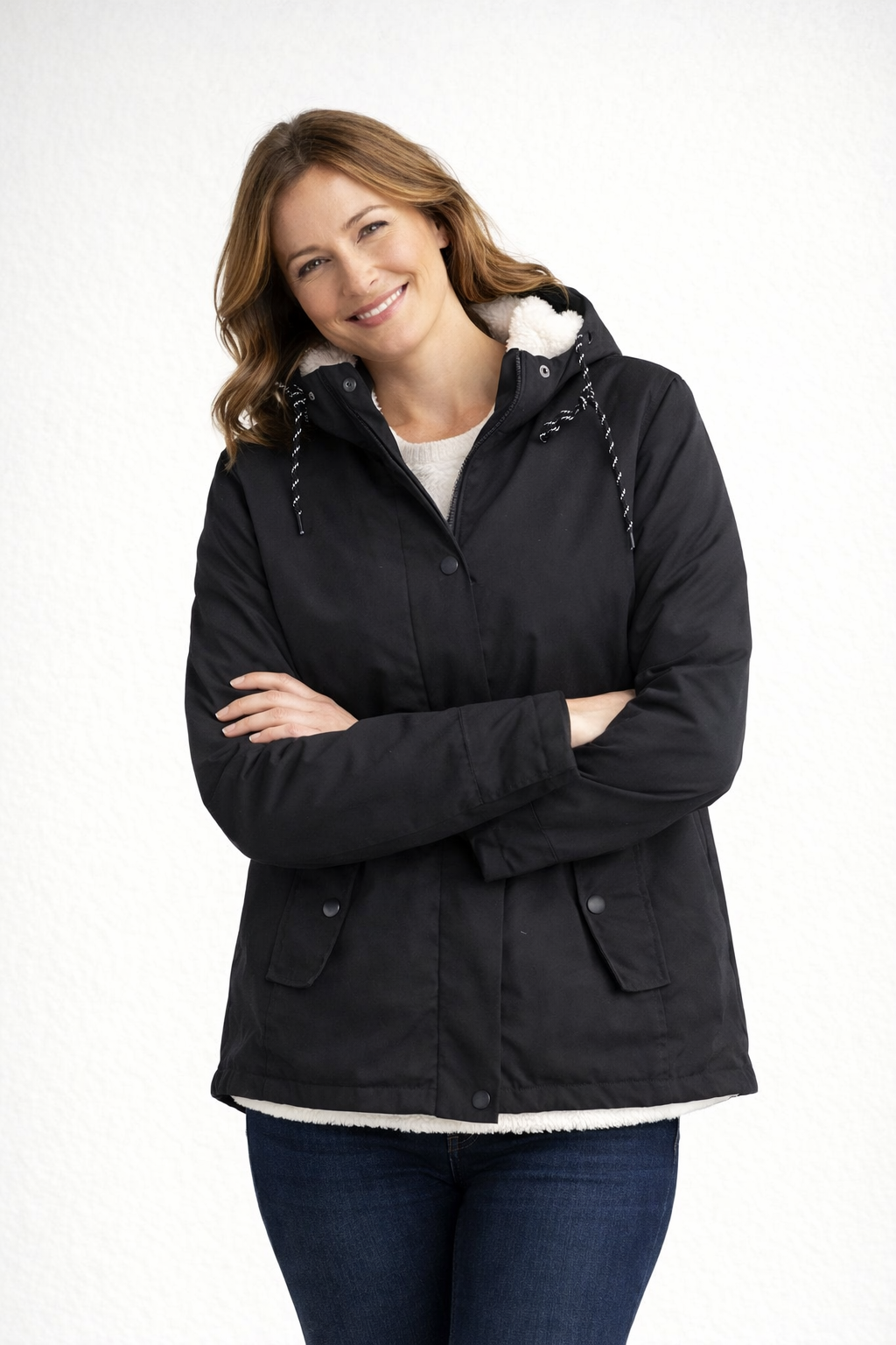 Drune | Damen Winterjacke mit Kapuze und Fleecefutter