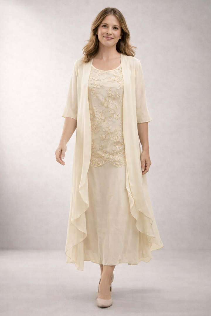 Drune | Elegantes Chiffon-Kleid In Zwei Teilen
