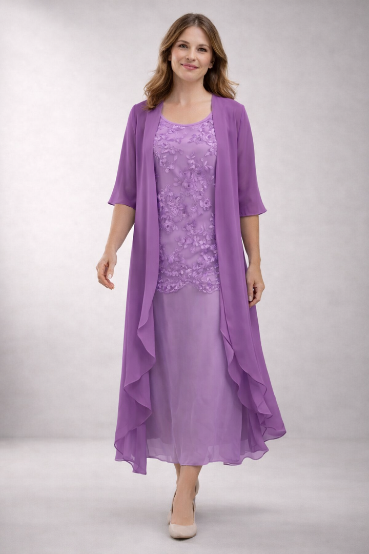 Drune | Elegantes Chiffon-Kleid In Zwei Teilen