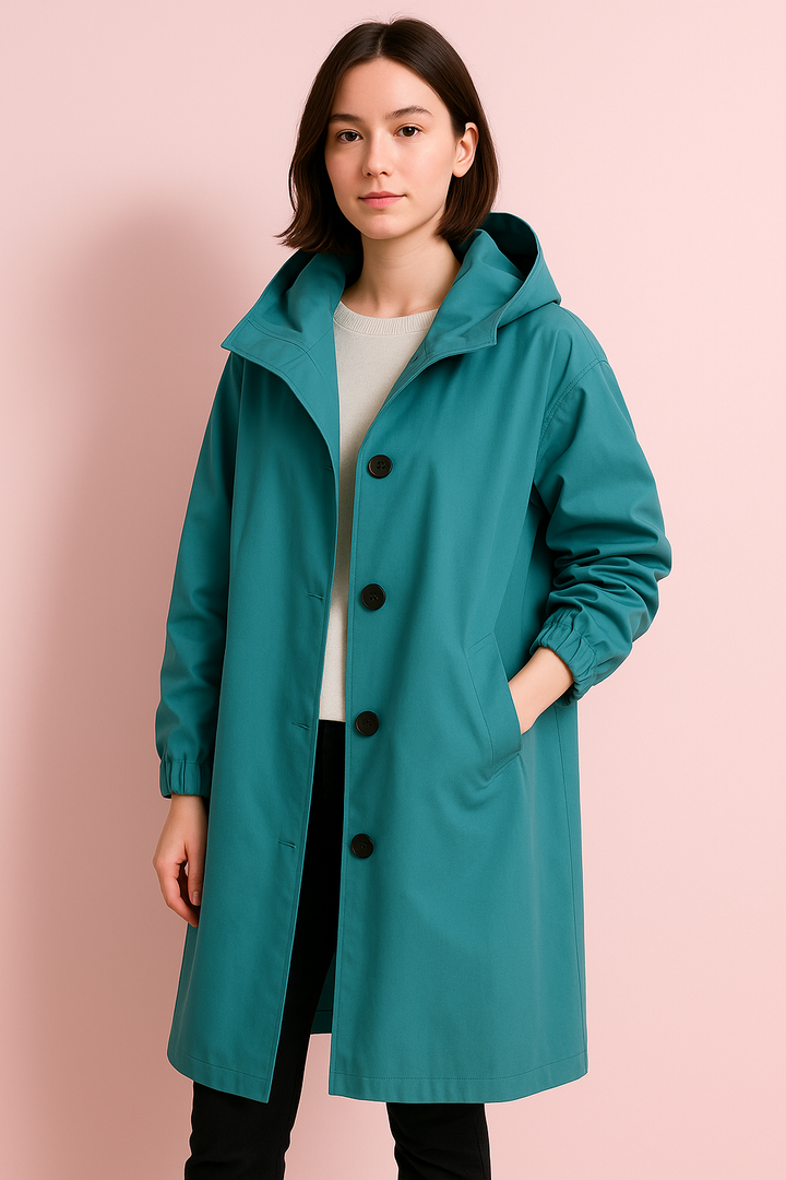 Drune | Langer Damen Trenchcoat mit Kapuze