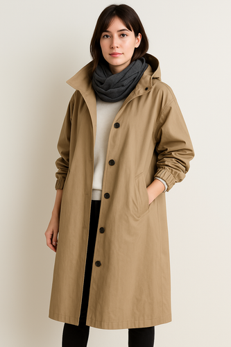 Drune | Langer Damen Trenchcoat mit Kapuze