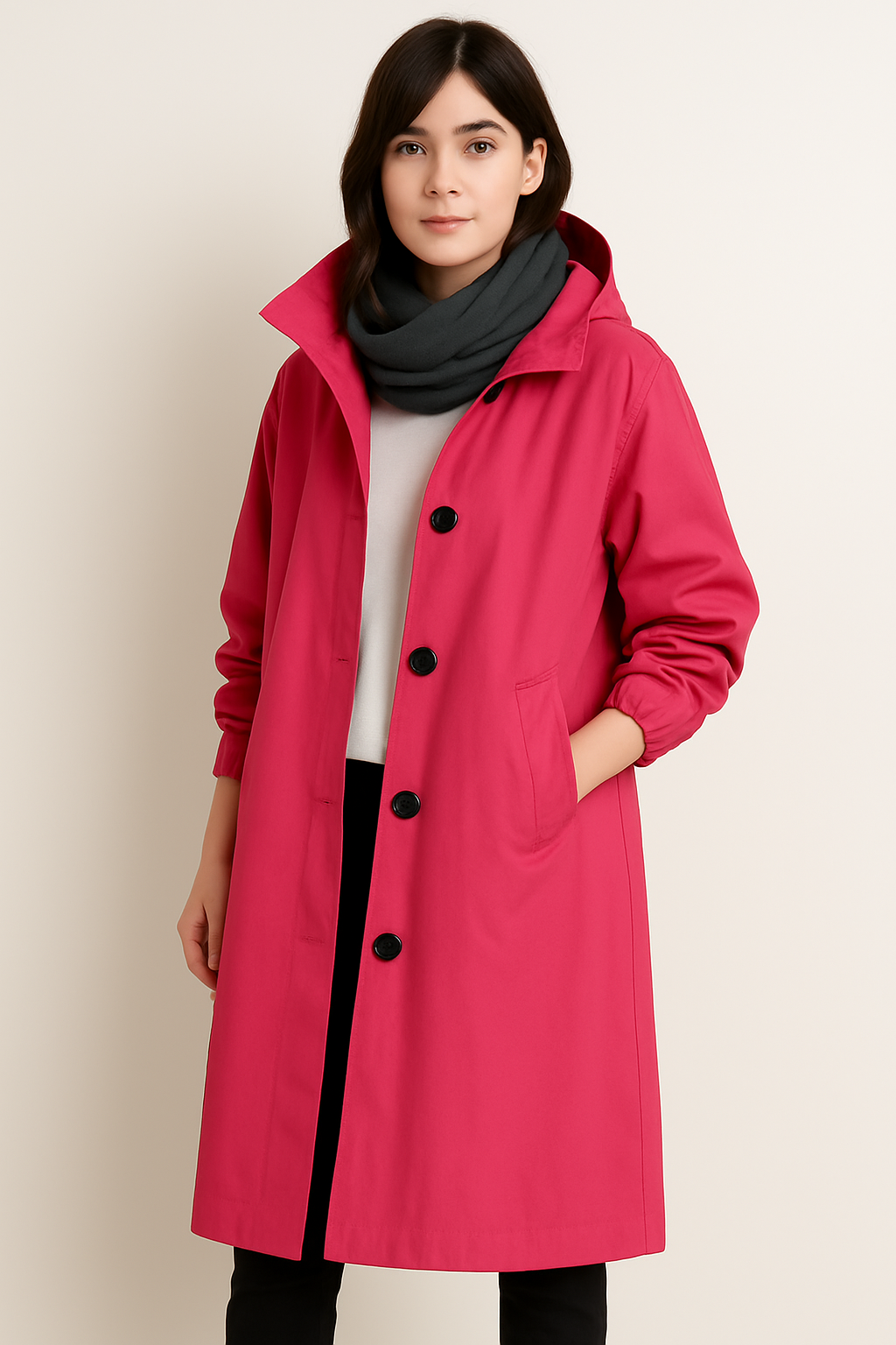Drune | Langer Damen Trenchcoat mit Kapuze