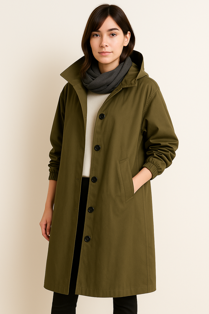 Drune | Damen Trenchcoat mit Kapuze