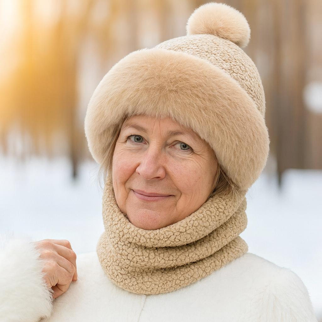 Drune | Mütze & Schal Set - Weich & Warm - Mit Pompon - Für Damen