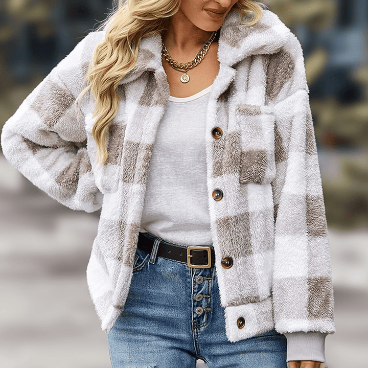 Drune | Kariertes Relaxed Fit Fleece Jacke