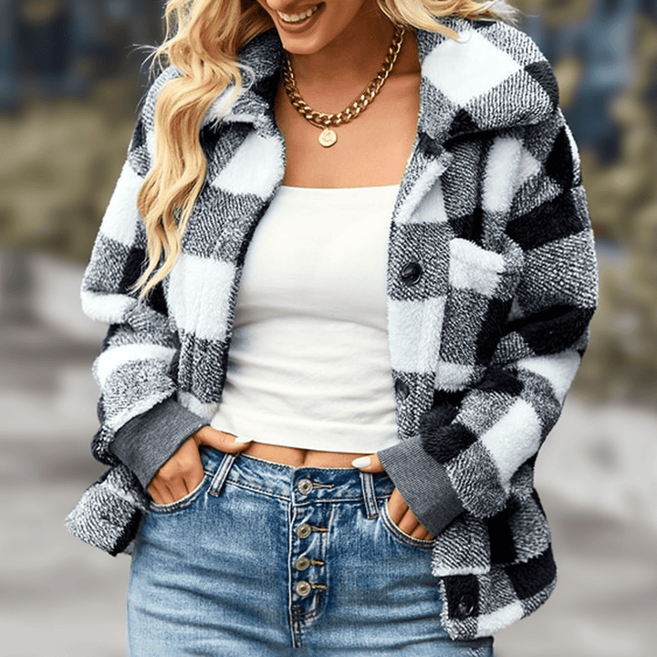 Drune | Kariertes Relaxed Fit Fleece Jacke
