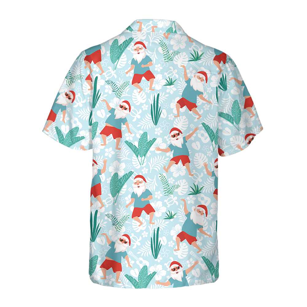 Drune | Fröhlicher tanzender Weihnachtsmann Hawaii-Hemd, lustiges Weihnachtsmann-Shirt, Geschenk für Weihnachten