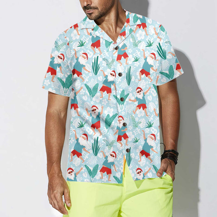 Drune | Fröhlicher tanzender Weihnachtsmann Hawaii-Hemd, lustiges Weihnachtsmann-Shirt, Geschenk für Weihnachten