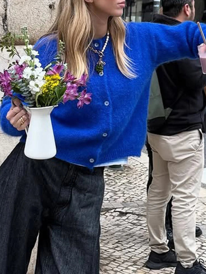 Drune | Damen Strickjacke mit langen Ärmeln und Knopfverschluss