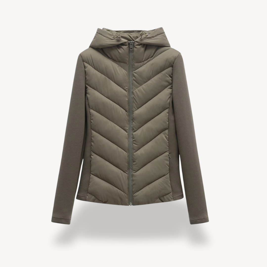 Drune | Damen Chevron Wattierte Jacke mit Kapuze