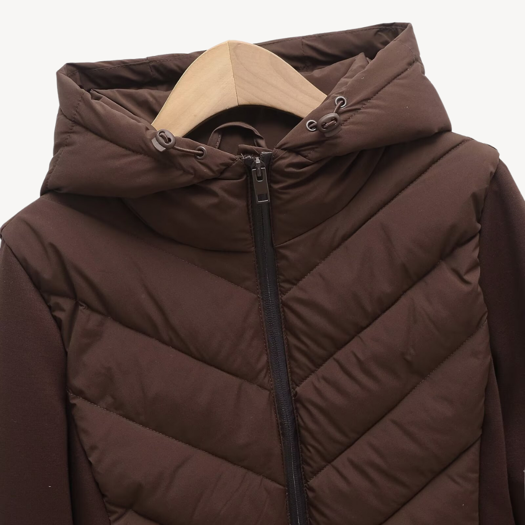 Drune | Damen Chevron Wattierte Jacke mit Kapuze