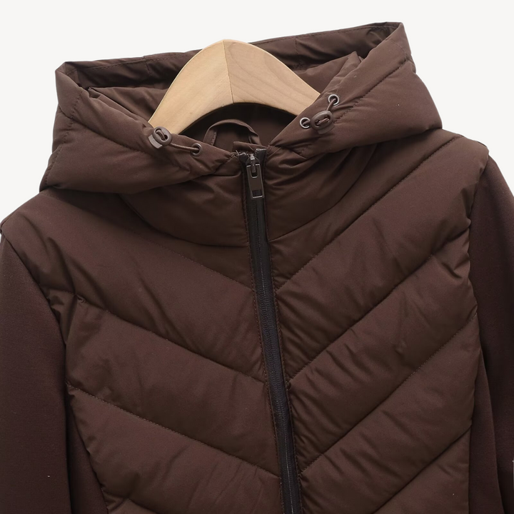 Drune | Damen Chevron Wattierte Jacke mit Kapuze