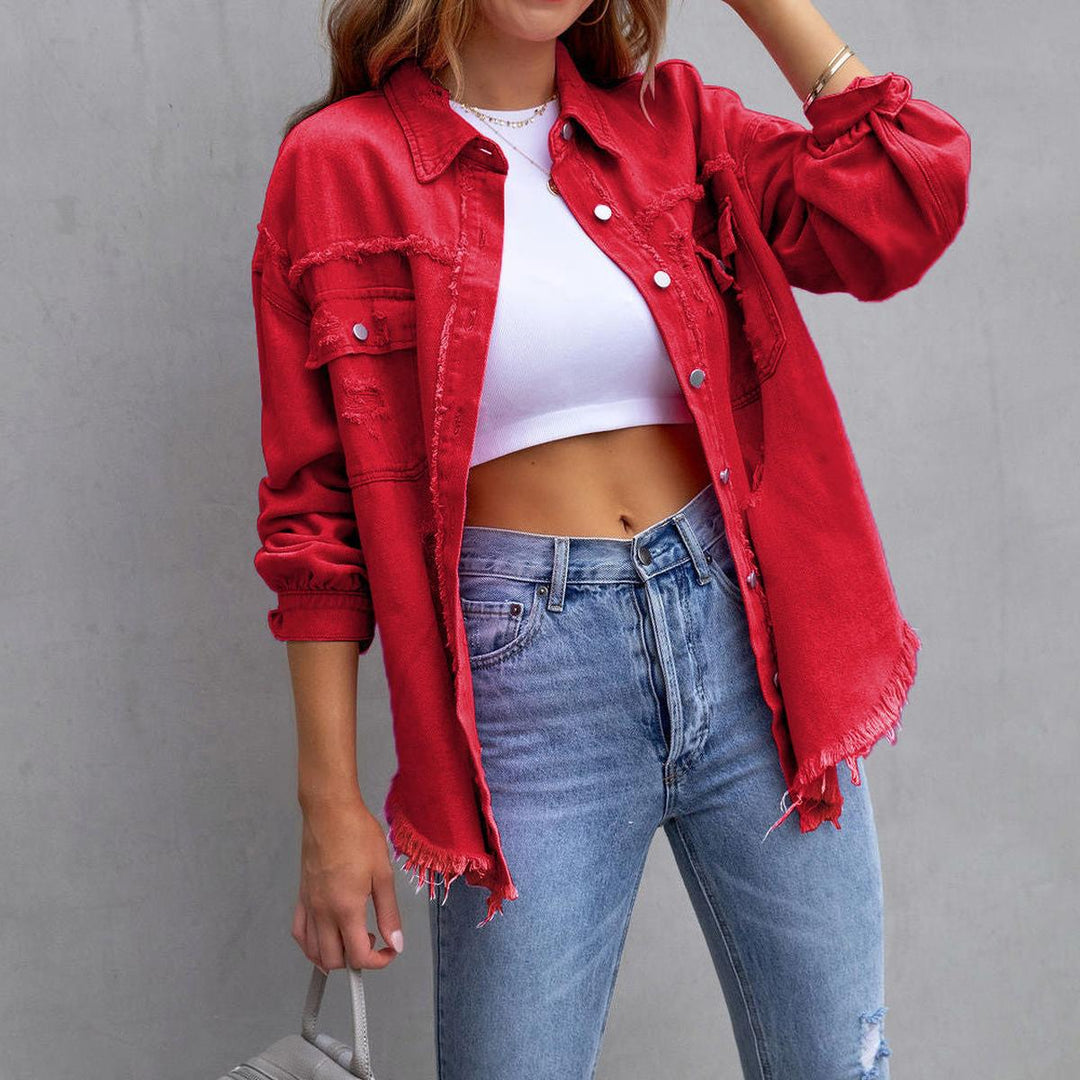 Drune | Schicke Zerstörte Damen Denimjacke