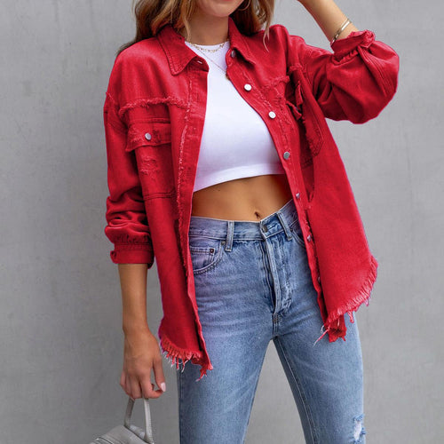 Drune | Schicke Zerstörte Damen Denimjacke