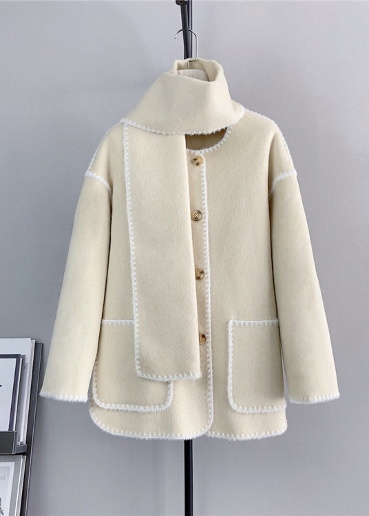 Drune | Graue Knopf-Taschen Wollen Kurze Mäntel Winter