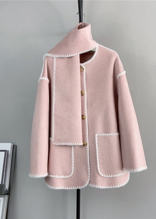 Drune | Graue Knopf-Taschen Wollen Kurze Mäntel Winter