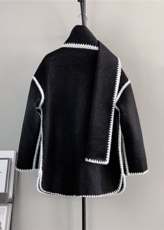 Drune | Graue Knopf-Taschen Wollen Kurze Mäntel Winter
