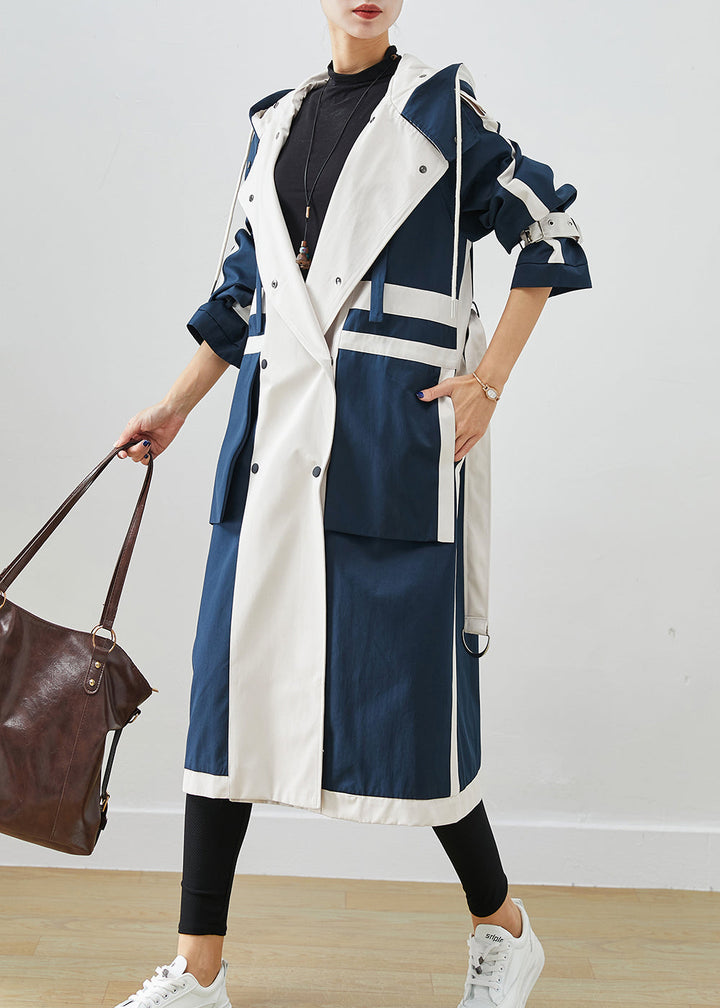 Drune | Marine Oversized Patchwork Original Design Baumwoll-Trenchcoats