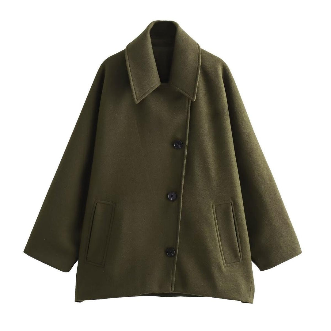 Drune | Chice Übergröße Wolljacke mit Knopfschluss