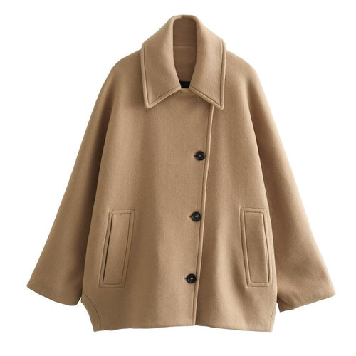Drune | Chice Übergröße Wolljacke mit Knopfschluss