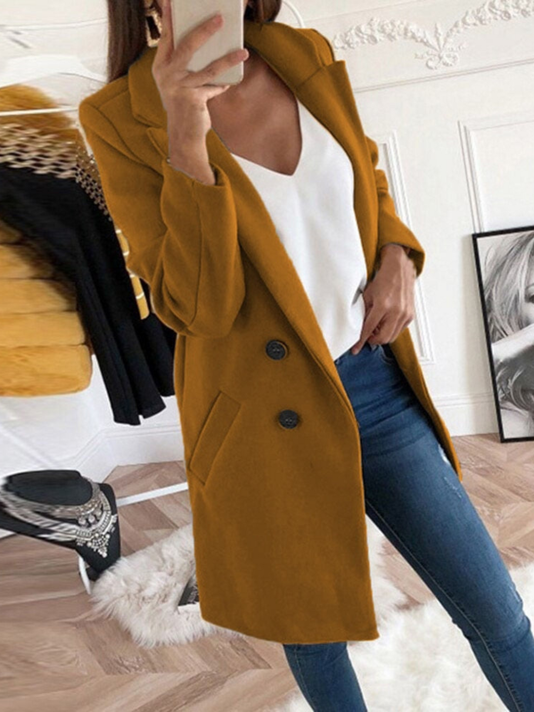 Drune | Schicker Designmantel für Damen, Langarm - Winter