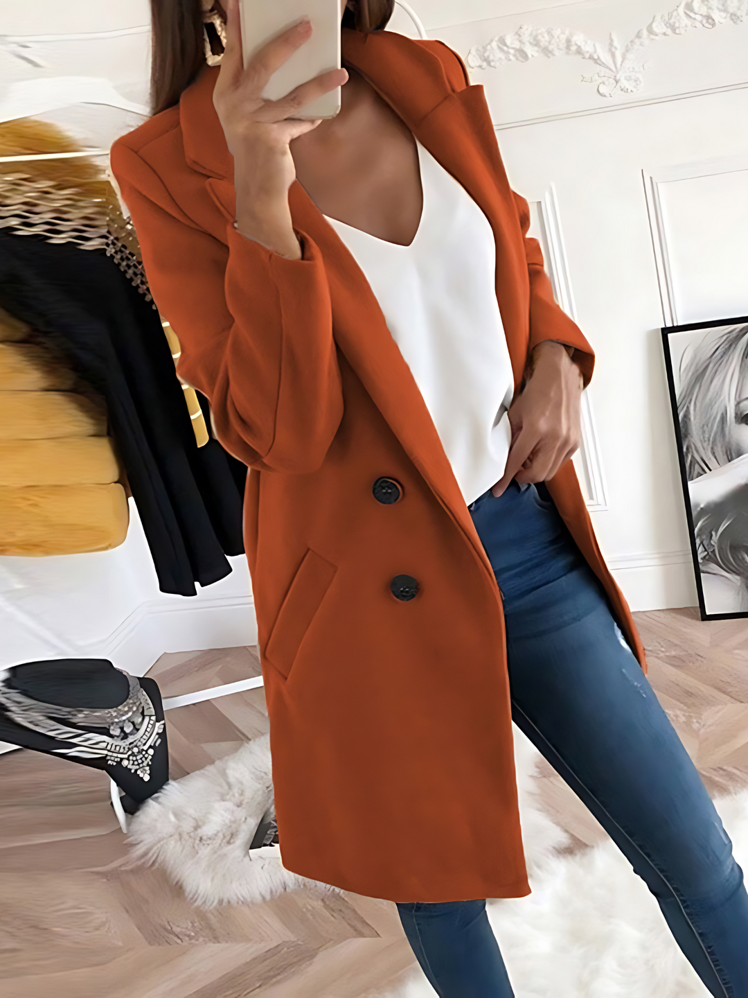 Drune | Schicker Designmantel für Damen, Langarm - Winter