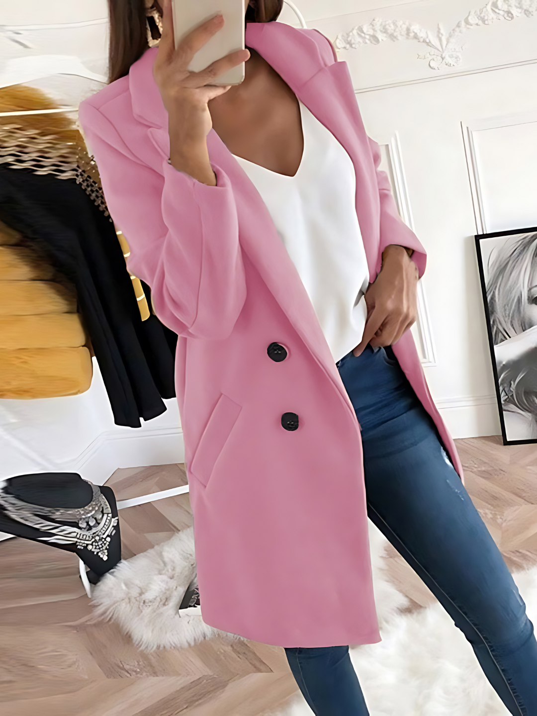 Drune | Schicker Designmantel für Damen, Langarm - Winter