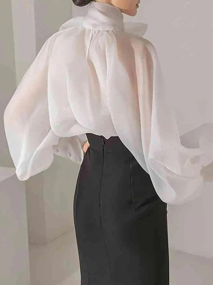 Drune | Elegante Organza Transparente Schleifenbluse Zeitlos & Chic
