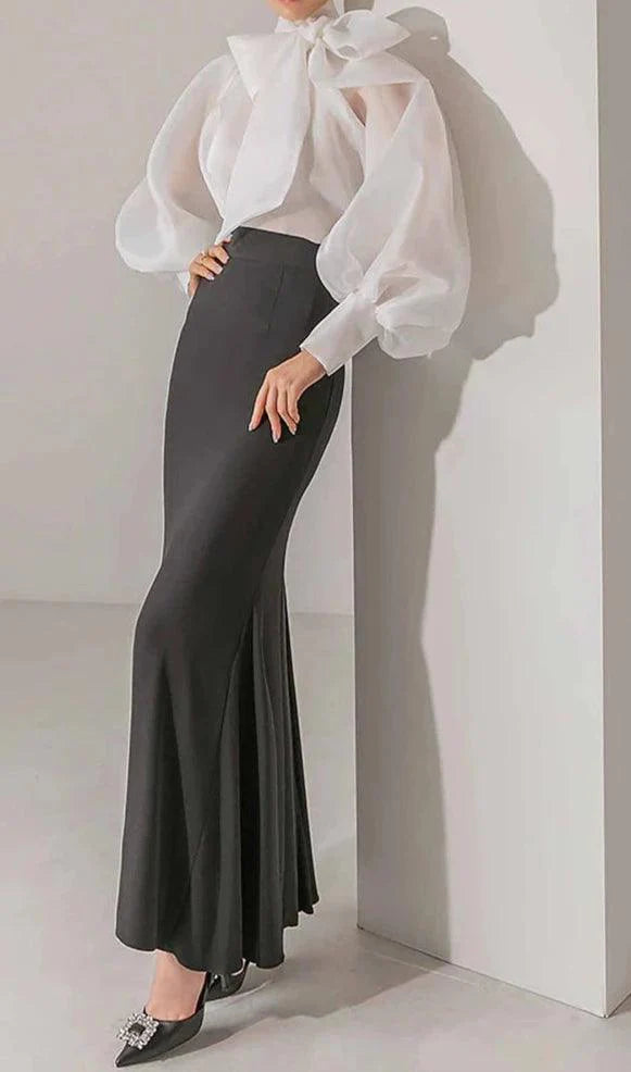 Drune | Elegante Organza Transparente Schleifenbluse Zeitlos & Chic