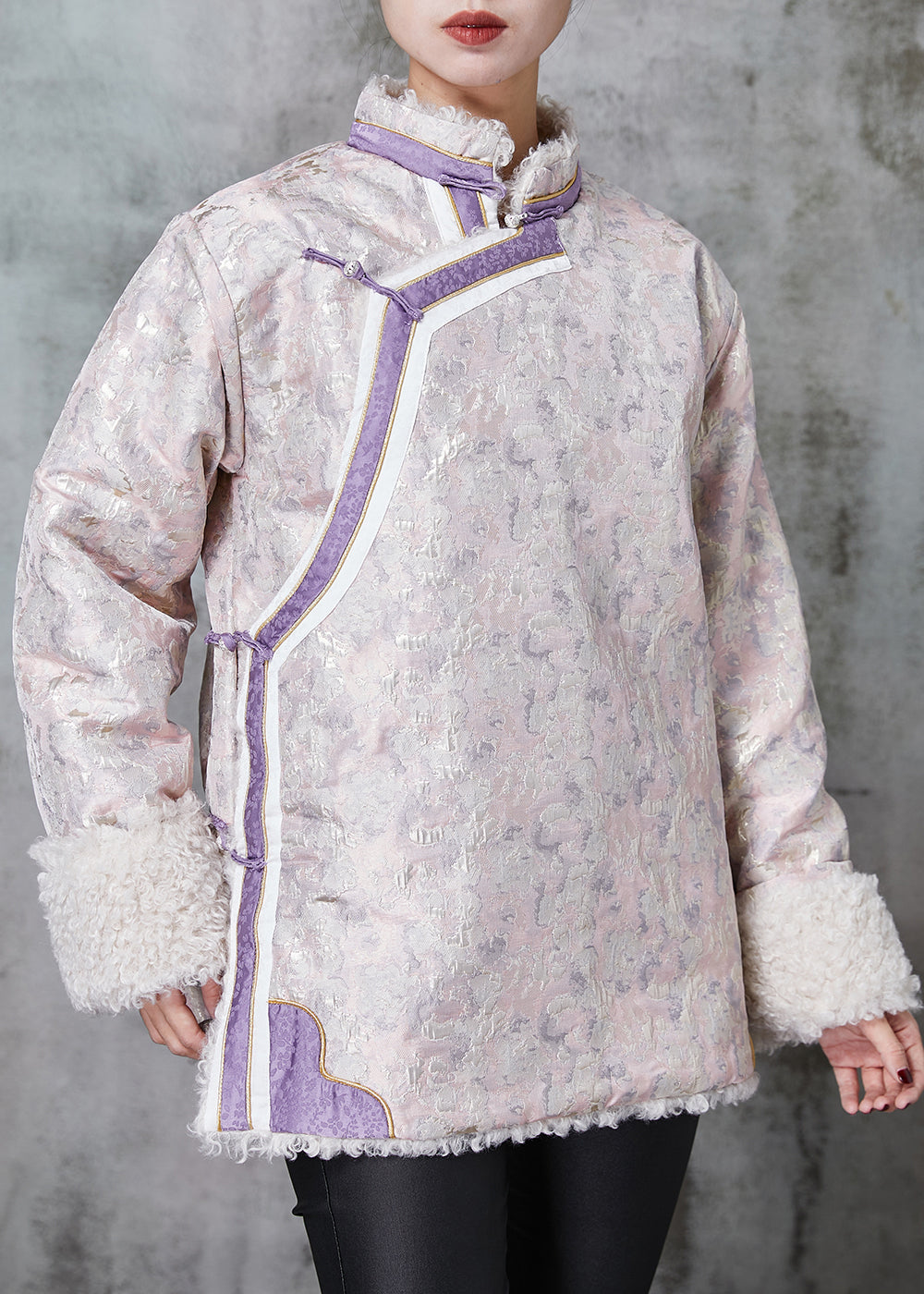 Drune | Stil Pink Jacquard Fleece Wolle Futter Mäntel