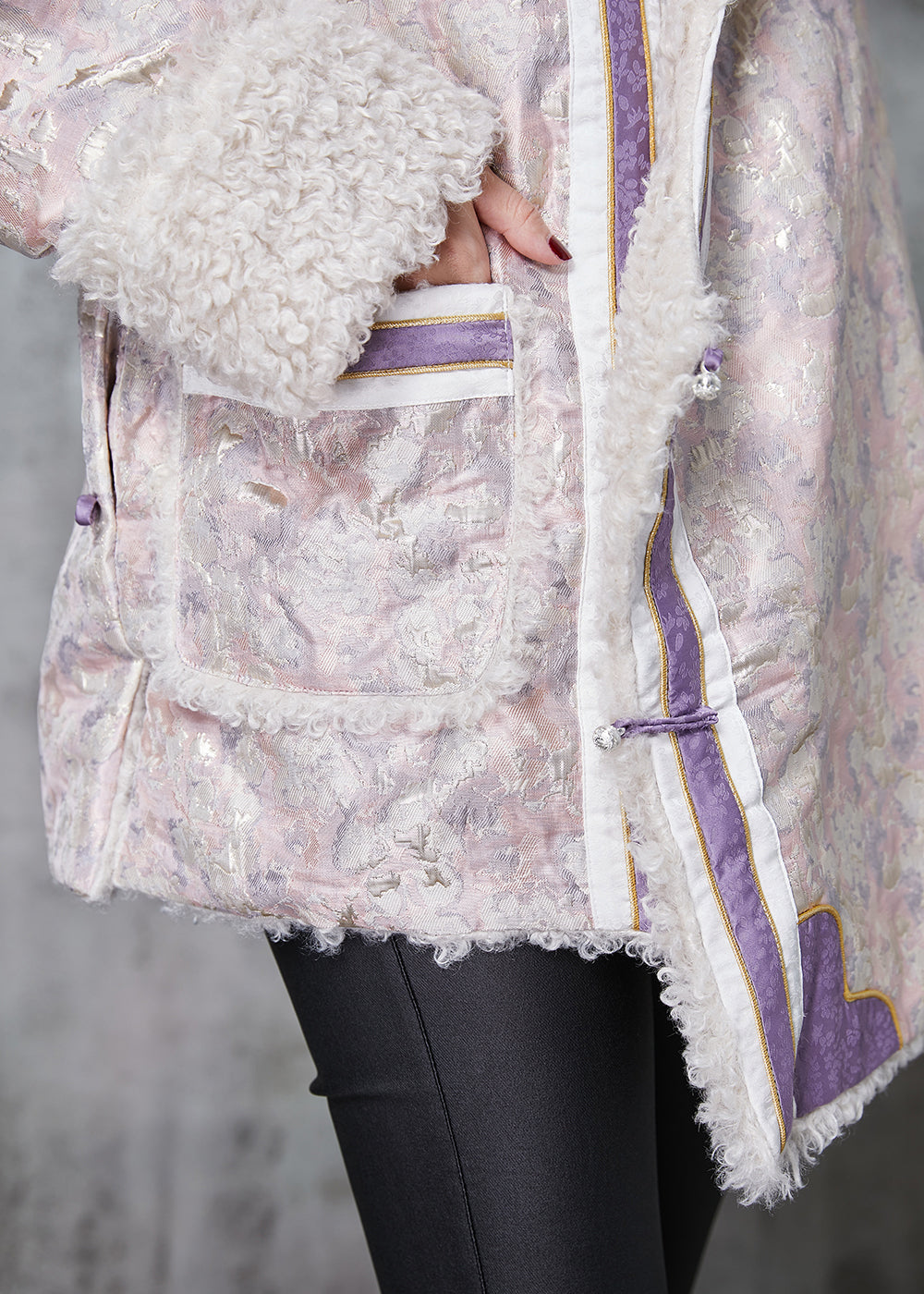 Drune | Stil Pink Jacquard Fleece Wolle Futter Mäntel