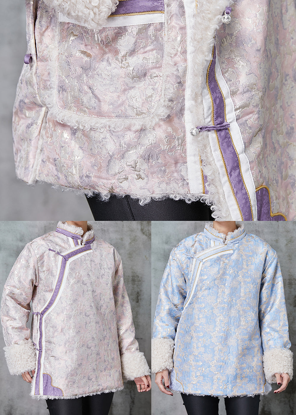Drune | Stil Pink Jacquard Fleece Wolle Futter Mäntel
