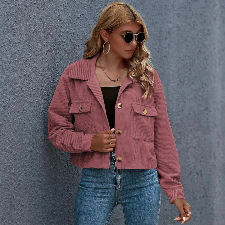 Drune | Kragen Cropped Cord-Jacke