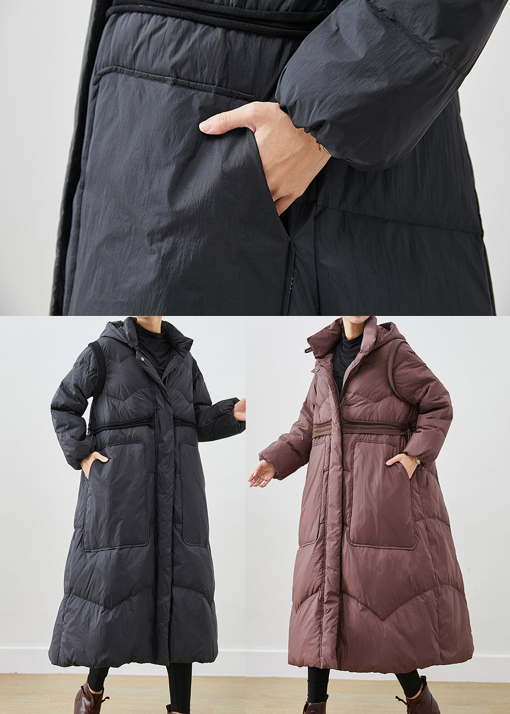 Drune | Entenfedermäntel Kordelzug Große Taschen Winter