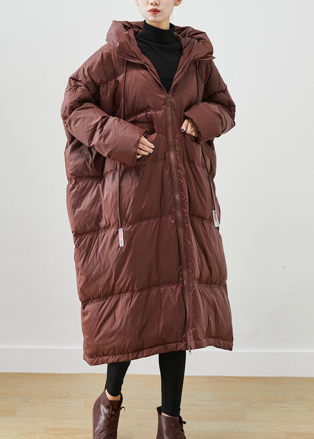 Drune | Oversized Entendaunenjacken mit Kapuze und Kordelzug Winter