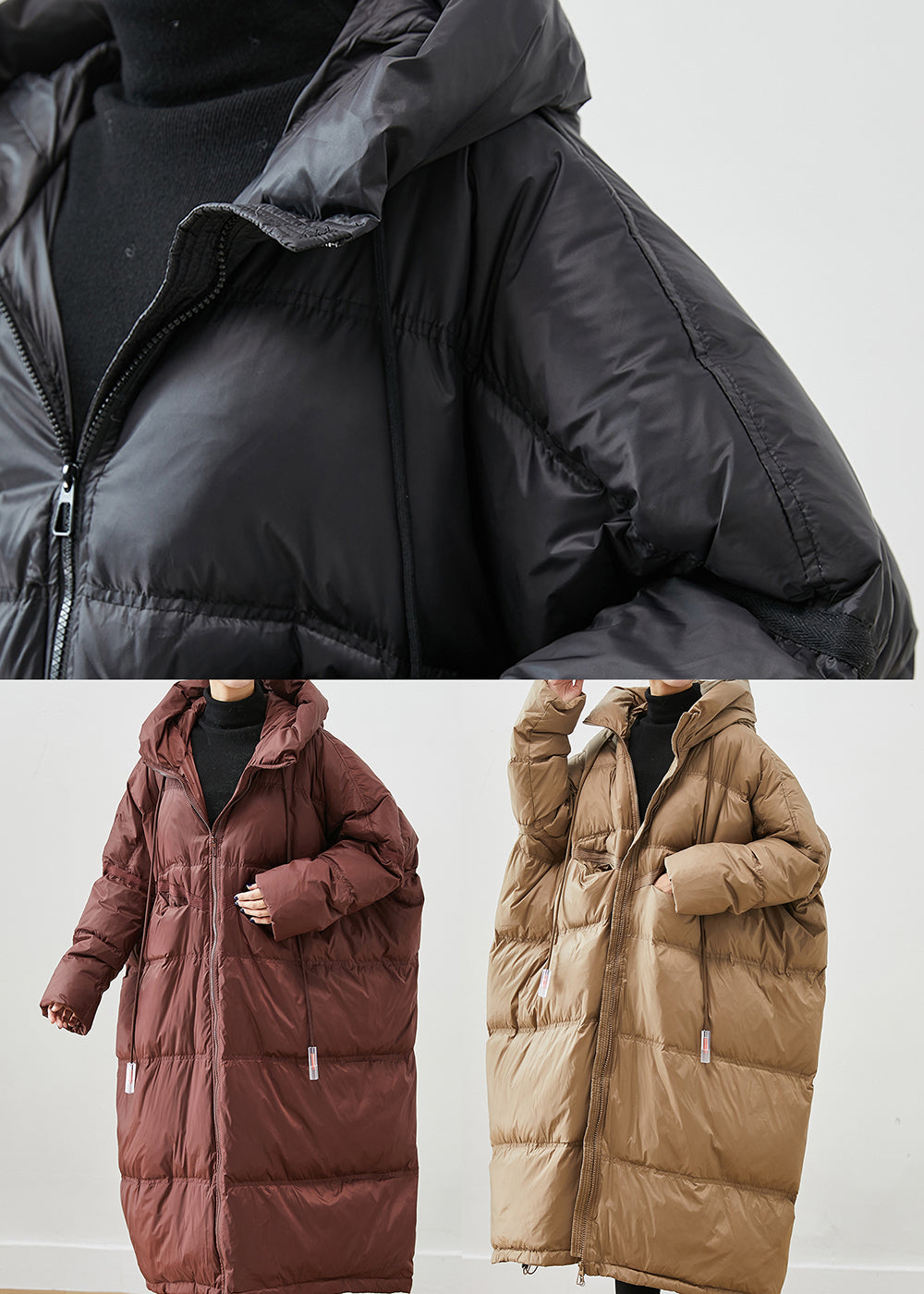 Drune | Oversized Entendaunenjacken mit Kapuze und Kordelzug Winter