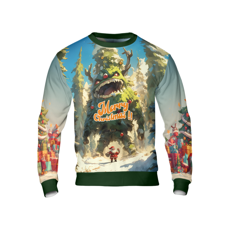 Drune | Weihnachtsbaum Monster Hässlicher Pullover, Santa Fröhliche Weihnachten Pullover - HYPERFAVOR