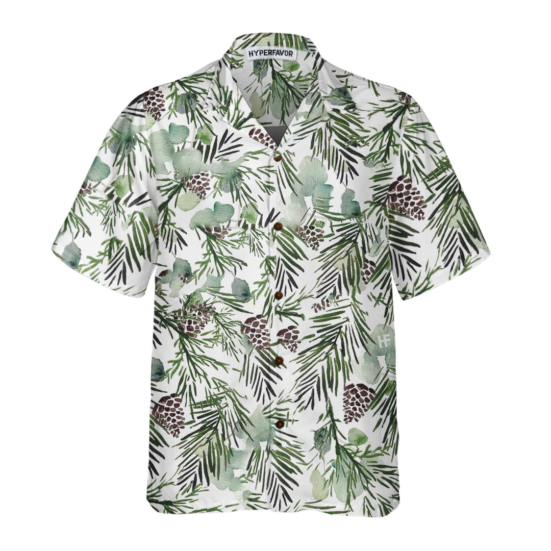 Drune | Weihnachtsästhetik Aquarell Hawaiian Shirt, Weihnachtshemd mit Tannenbaum-Muster, Bestes Geschenk für Weihnachten