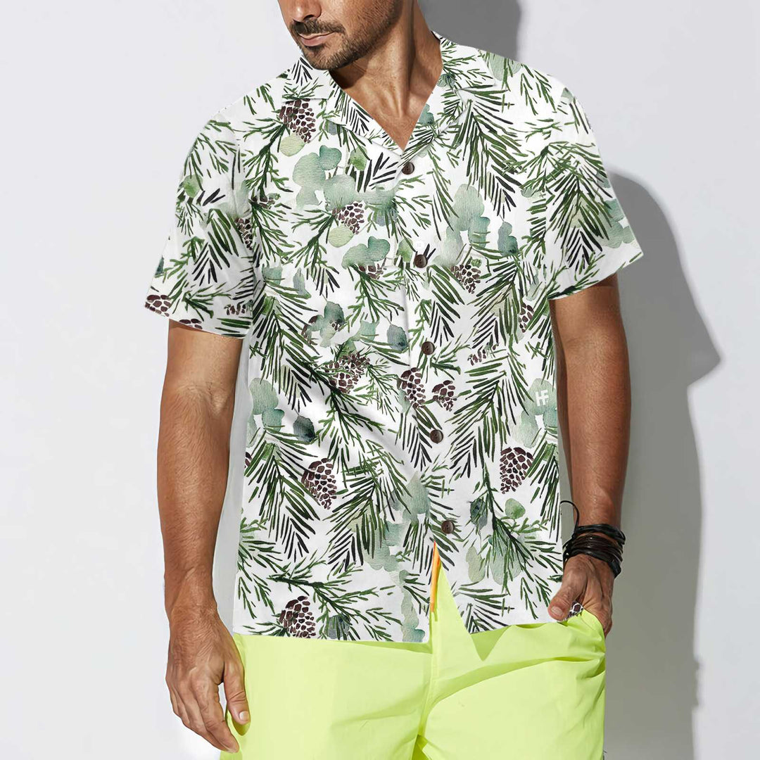 Drune | Weihnachtsästhetik Aquarell Hawaiian Shirt, Weihnachtshemd mit Tannenbaum-Muster, Bestes Geschenk für Weihnachten