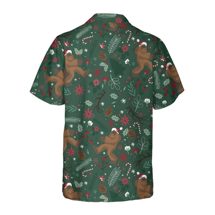 Drune | Weihnachts-Bigfoot-Muster Hawaiian Shirt, Lustiges Bigfoot-Weihnachtshemd für Männer