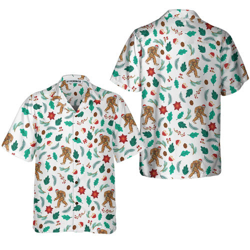 Drune | Weihnachts-Bigfoot-Sasquatch-Muster Hawaii-Hemd, Lustiges Weihnachtshemd, Bestes Geschenk zu Weihnachten
