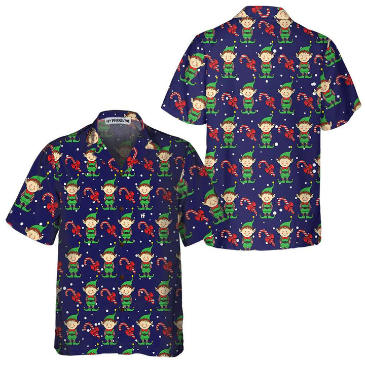 Drune | Weihnachts-Elfen Auf Blauer Hawaiian-Hemd. Weihnachts-Elf Hemd, Beste Weihnachtsgeschenk-Idee