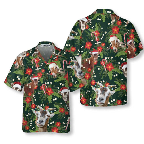 Drune | Weihnachtsziege mit Weihnachtsstern Hawaii-Hemd, Lustiges Weihnachtsziege Hemd