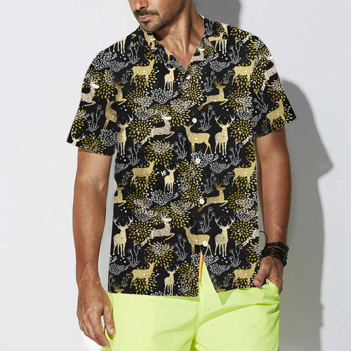 Drune | Weihnachtsgoldene Weihnachtsrentiere Hawaiian Shirt, Bestes Geschenk Für Weihnachten