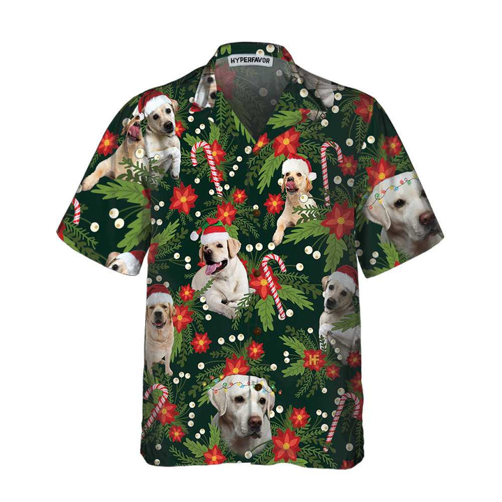 Drune | Weihnachts-Labrador-Retriever mit Weihnachtsstern Hawaiian-Shirt, lustiges Labrador-Shirt für Männer & Frauen