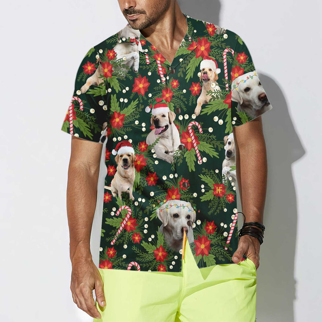 Drune | Weihnachts-Labrador-Retriever mit Weihnachtsstern Hawaiian-Shirt, lustiges Labrador-Shirt für Männer & Frauen