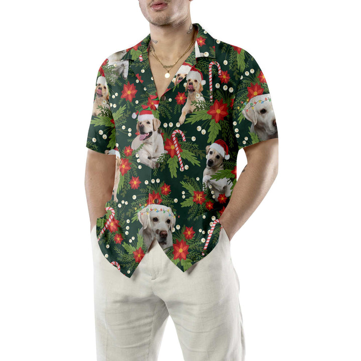 Drune | Weihnachts-Labrador-Retriever mit Weihnachtsstern Hawaiian-Shirt, lustiges Labrador-Shirt für Männer & Frauen
