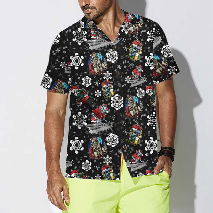 Drune | Weihnachtsfeier Nacht mit Skeletten Hawaiian Shirt, Santa Skeleton Shirt, Bestes Geschenk für Weihnachten