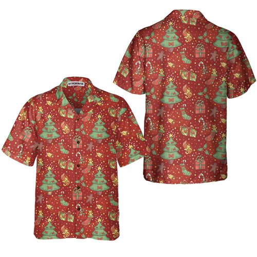 Drune | Weihnachtsmuster mit Konfetti Hawaiian Shirt, Festliches Weihnachts Hawaiian Shirt