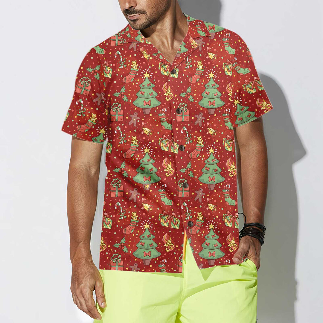 Drune | Weihnachtsmuster mit Konfetti Hawaiian Shirt, Festliches Weihnachts Hawaiian Shirt